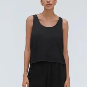 Everlane Tank Top Small Women Black Naia Ripple Crepe Blouse Shirt Scoop Neck